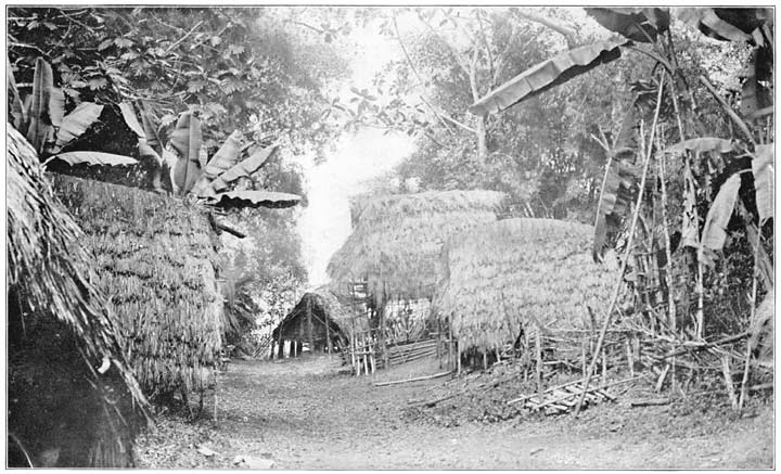 Village of Malala, with Secondary Emone at End and Ordinary Grave and Burial Platform of Chief’s Child in Right Foreground.