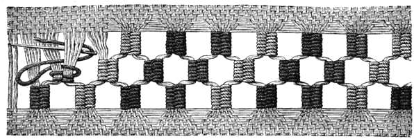 FIG. 75. OPEN-WORK IN THREE COLOURS.