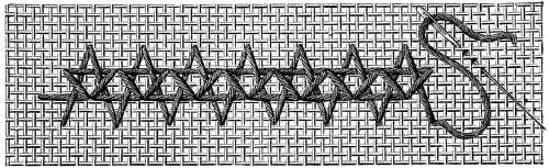 FIG. 317. TWO-SIDED INSERTION. ROW OF STITCHES FINISHED.