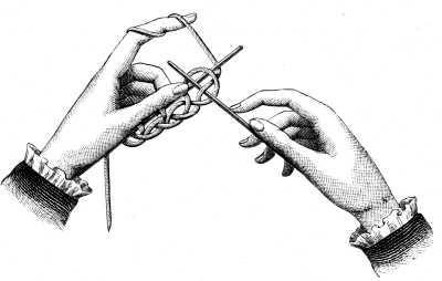 FIG. 345. KNITTING ON STITCHES.