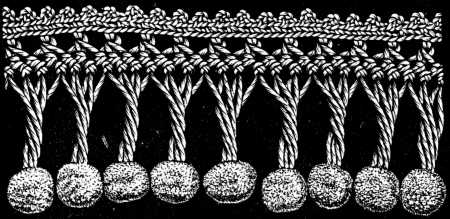 FIG. 455. HAIRPIN FRINGE WITH ONE LINE OF BALLS.