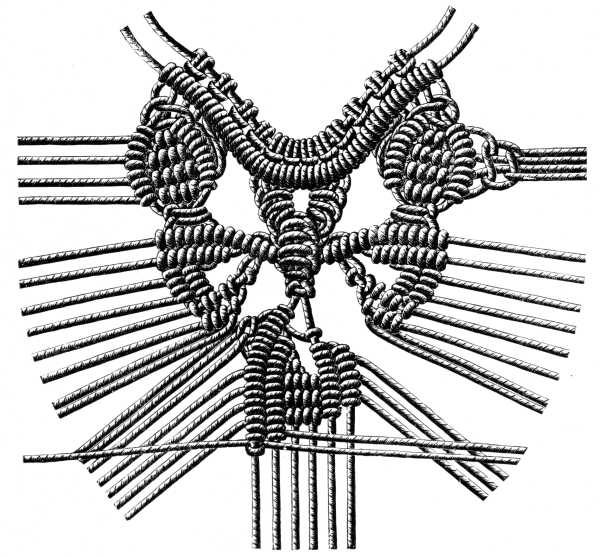 FIG. 606. ADDITION OF THE OTHER SUPPLEMENTARY THREADS. WORKING DETAIL OF FIG. 604.