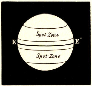 Fig. 15.—Zones on the Sun's Surface in which Spots appear.