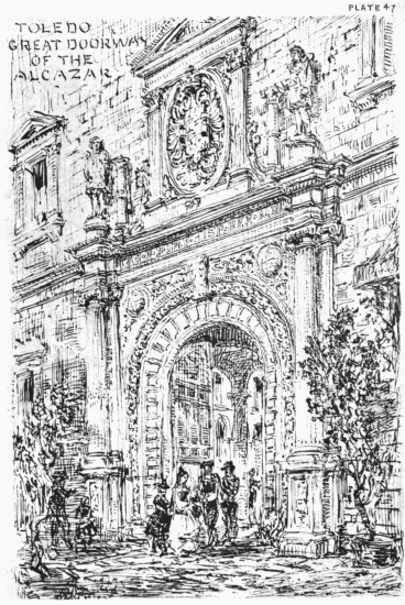 PLATE 47 TOLEDO GREAT DOORWAY OF THE ALCAZAR MDW 1869