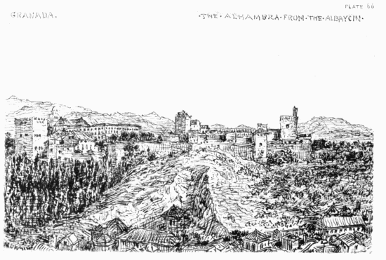 PLATE 66 GRANADA THE ALHAMBRA FROM THE ALBAYCIN MDW 1869