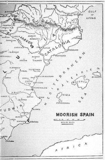 Map of the east of the Iberian Peninsula