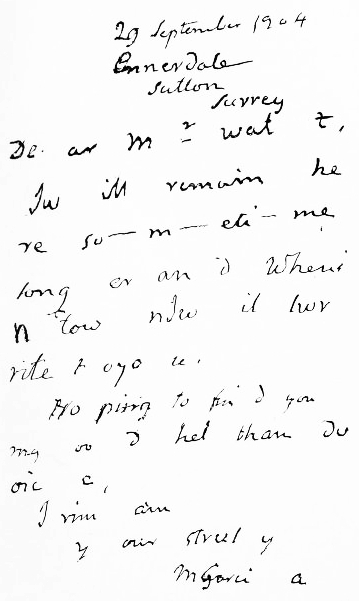 FACSIMILE OF A LETTER WRITTEN BY MANUEL GARCIA AT THE AGE OF NINETY-NINE.