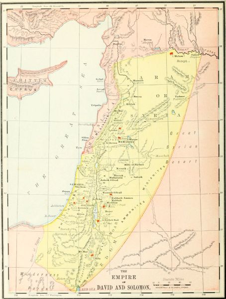 map: THE EMPIRE OF DAVID AND SOLOMON.