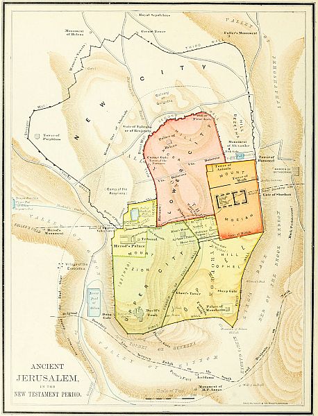 map: ANCIENT JERUSALEM, IN THE NEW TESTAMENT PERIOD.