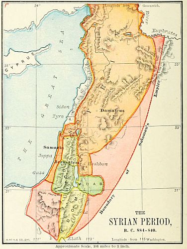 map: THE SYRIAN PERIOD, B.C. 884-840.