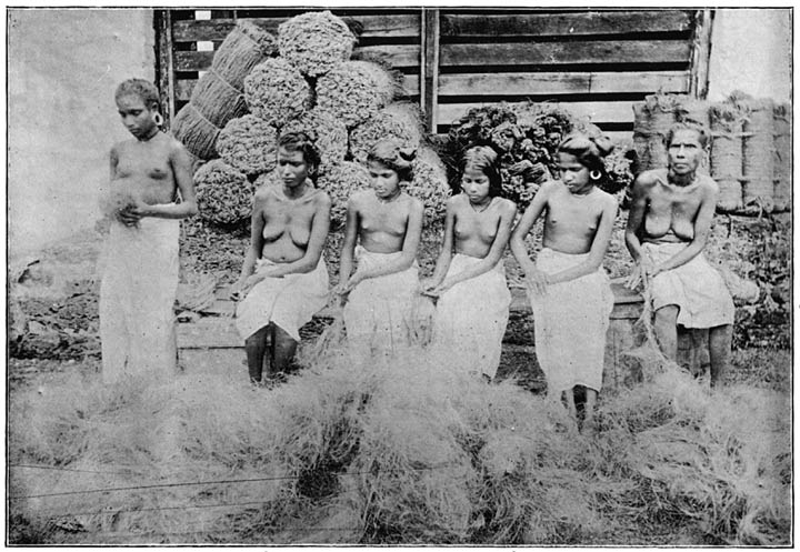 Tiya females at a coir factory.