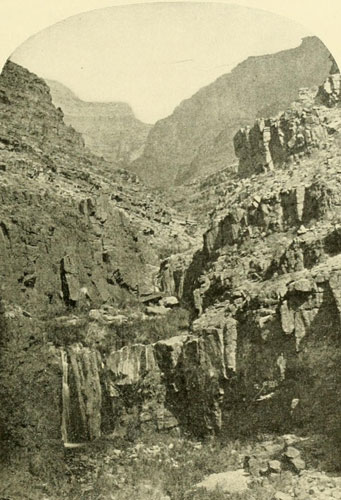 Looking up a Side Canyon of the Grand Canyon in the Kaibab Division.