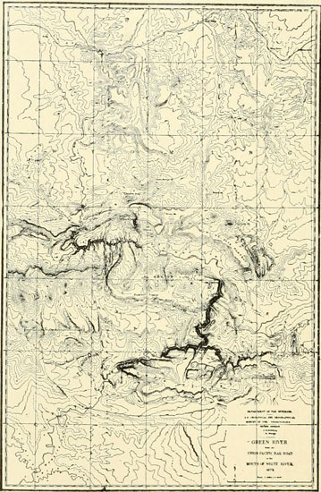Green River from the U.P. Railway to White River, showing gorges through the Uinta Mountains.