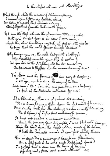 Autograph MS. of a Poem by Keats—“To the Misses M—— at Hastings