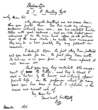 DEDICATION TO “THE VILLAGE COQUETTES,” BY CHARLES DICKENS  From the manuscript formerly in the Coggeshall collection, much reduced in size