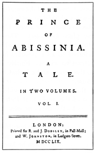 Title of “The Prince of Abissinia” (“Rasselas”). First Edition